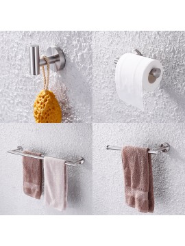Bathroom Hardware Set 4-Piece 24 Inch Double Towel Bar Towel Hook Toilet Paper Holder Hand Towel Holder No Drill Stainless Steel Brushed Finish, LA202DG-43