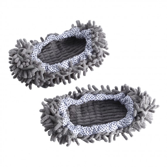 Kes Mop Slippers for Floor Cleaning, Washable Reusable Shoes Cover,Grey, QJX500