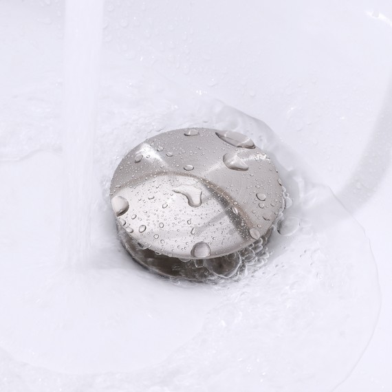 KES Bathroom Sink Drain without Overflow Vessel Sink Lavatory Vanity Pop Up Drain Stopper Brushed Nickel Finish, S2008D-BN