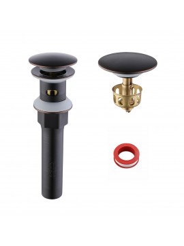 Bathroom Sink Drain with Strainer Basket & Hair Catcher & Anti Clog Pop Up Drain Stopper & Overflow , Bronze S2013A-ORB