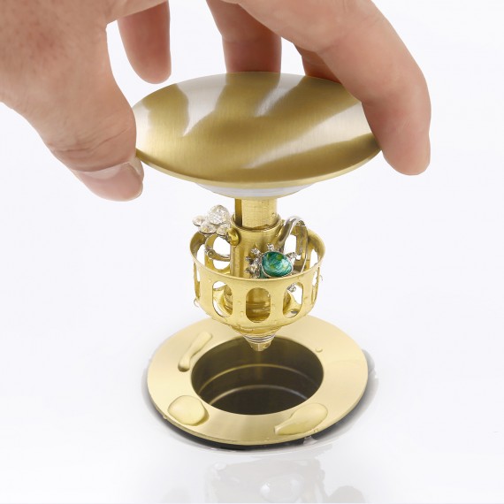 Sink Drain without Overflow Anti Clogging Pop Up Drain with Strainer Bathroom Sink Drain Assembly Brushed Brass, S2013D-BZ
