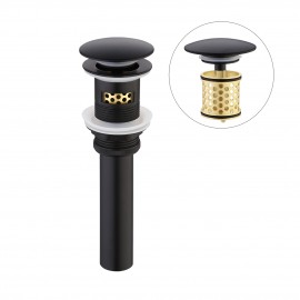 KES Pop Up Drain with Overflow with Detachable Hair Catcher Sink Drain Strainer for Bathroom Sink Drain Matte Black, S2018A-BK