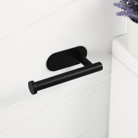 Adhesive Toilet Paper Holder for Bathroom SUS304 Stainless Steel Matte Black, WMTPH007-BK