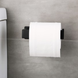 Toilet Paper Holder Self Adhesive SUS304 Stainless Steel Wall Mount Matte Black, WMTPH008DM-BK