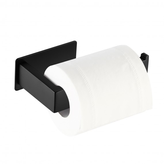 Toilet Paper Holder Self Adhesive SUS304 Stainless Steel Wall Mount Matte Black, WMTPH008DM-BK