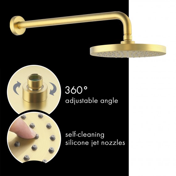Bathrrom Shower System with Complete Rain Shower Head, Brushed BrassXB6202-BZ