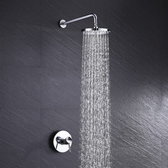 Shower Valve and Trim Kit Rain Shower Head Shower Faucet Set Complete Wall Mount Pressure Balance Shower Fixture Polished Finish, XB6202-CH
