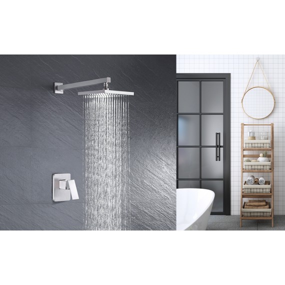 Bathroom Shower System with Rain Shower Head, Brushed Nickel XB6210-BN