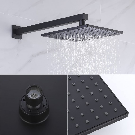 Shower System Shower Faucet Set Rain Shower Head with Handheld Shower Valve and Trim Kit Matte Black, XB6223-BK