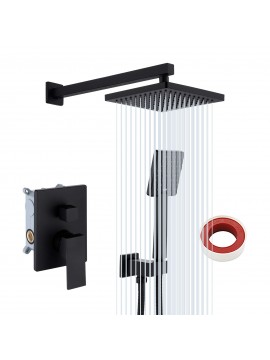 Shower System Shower Faucet Set Rain Shower Head with Handheld Shower Valve and Trim Kit Matte Black, XB6223-BK