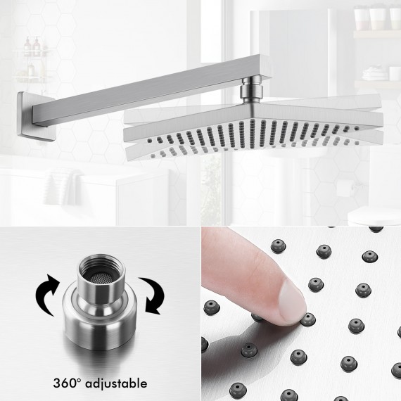 Shower System Shower Faucets Sets Complete Rain Shower Head with Handheld Shower Valve And Trim Kit Brushed Finish, XB6223-BN
