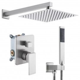 Bathroom Shower System with 10 Inches Rain Shower Head & Handheld Shower, Brushed Nickel XB6230-BN