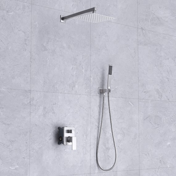 Bathroom Shower System with 10 Inches Rain Shower Head & Handheld Shower, Brushed Nickel XB6230-BN