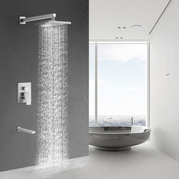 Tub Faucet Shower System Tub Spout Rain Shower Head Tub and Shower Faucet Set Brushed Finish, XB6233-BN …
