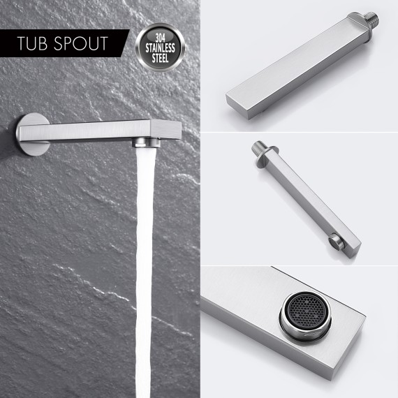 Tub Faucet Shower System Tub Spout Rain Shower Head Tub and Shower Faucet Set Brushed Finish, XB6233-BN …