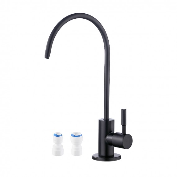 Black Reverse Osmosis Faucet RO Faucet Water Filter Faucet Non-Air-Gap Drinking Water Beverage Faucet Water Filtration System 304 Stainless Steel Matt Black, Z504CLF-BK