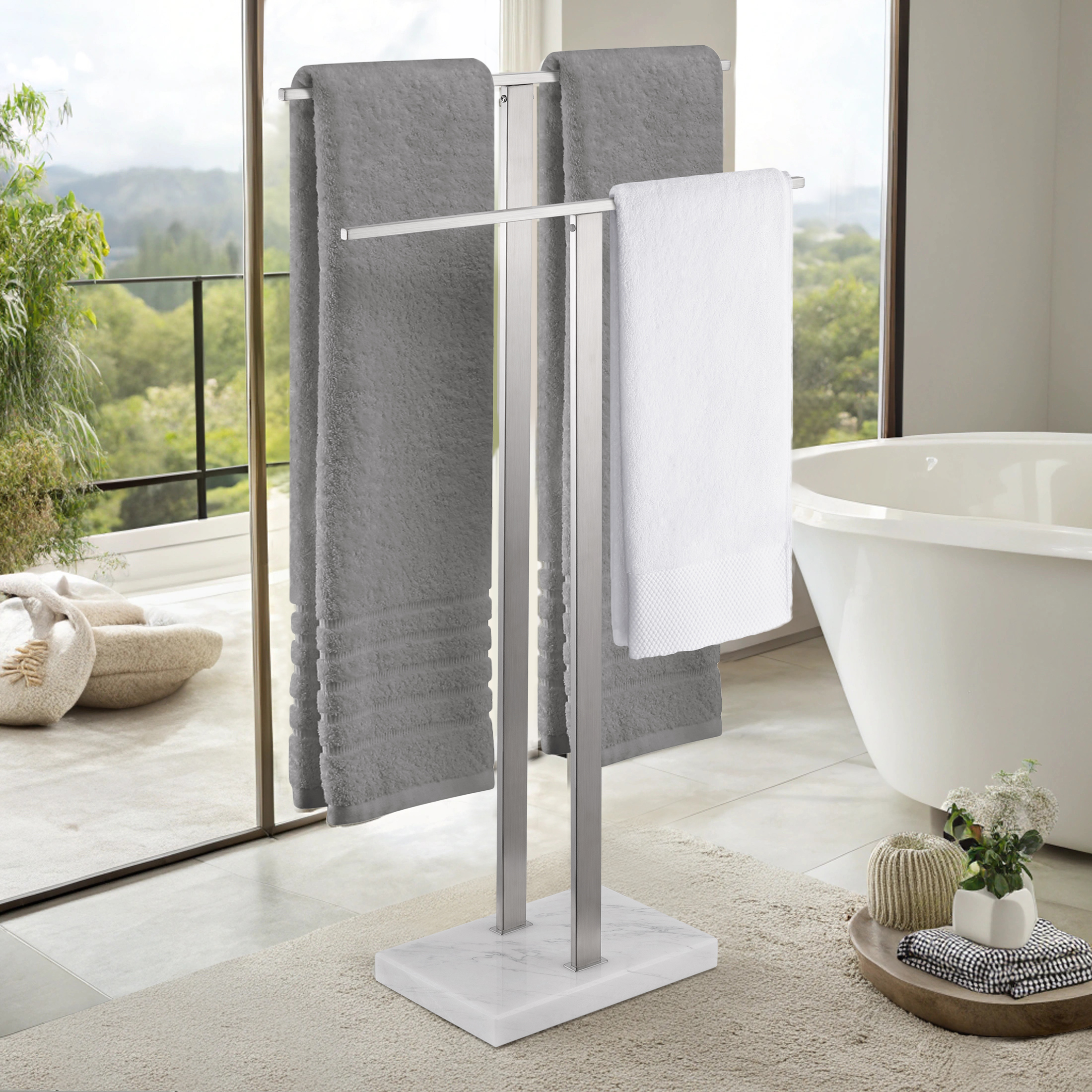 KES Brushed Finish Towel Rack 2-Tier with Marble Base, CE Certified,  Stainless Steel BTH217-2