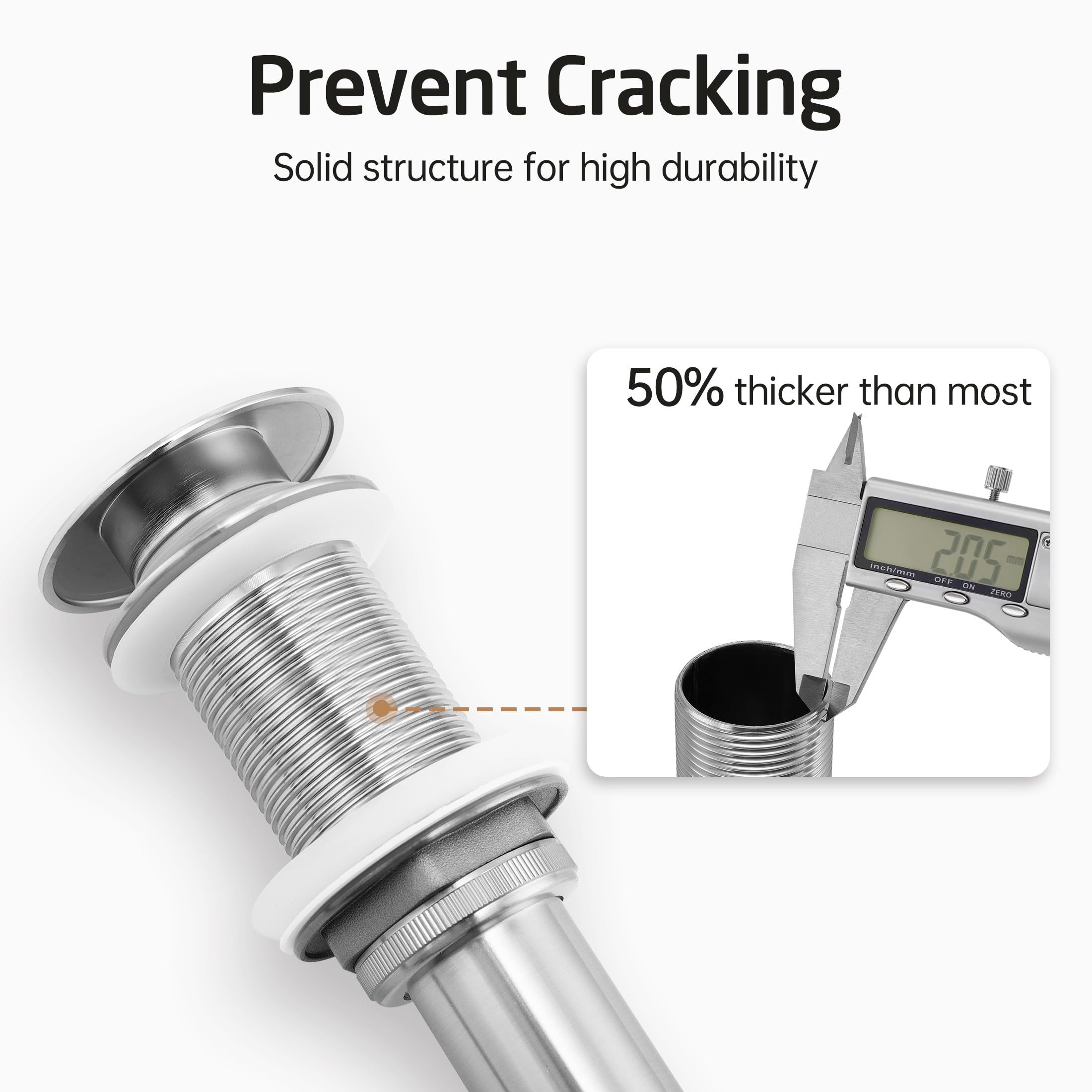 KES Brushed Nickel Bathroom Sink Drain without Overflow, CE Certified