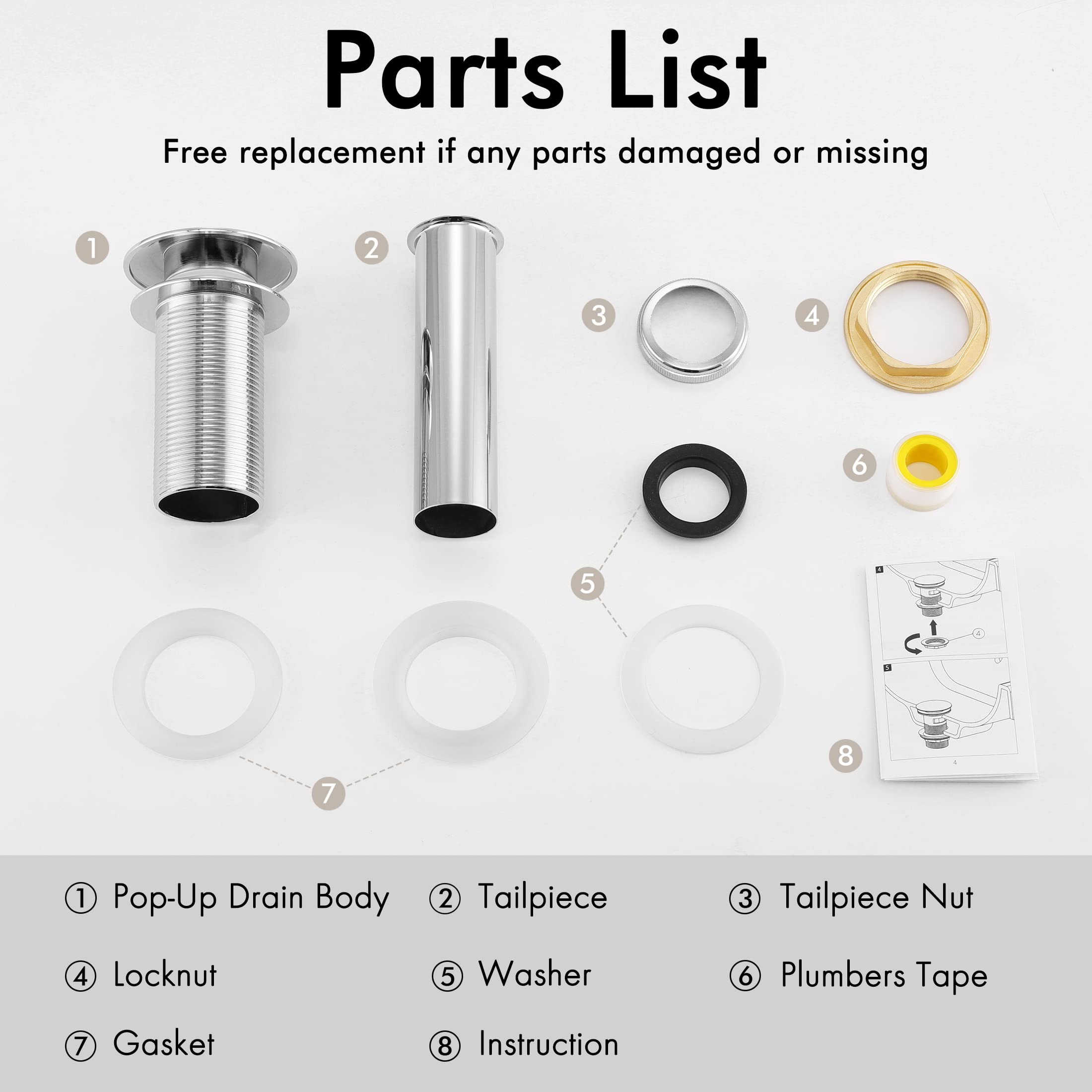 KES Polished Chrome Bathroom Sink Drain without Overflow, CE Certified