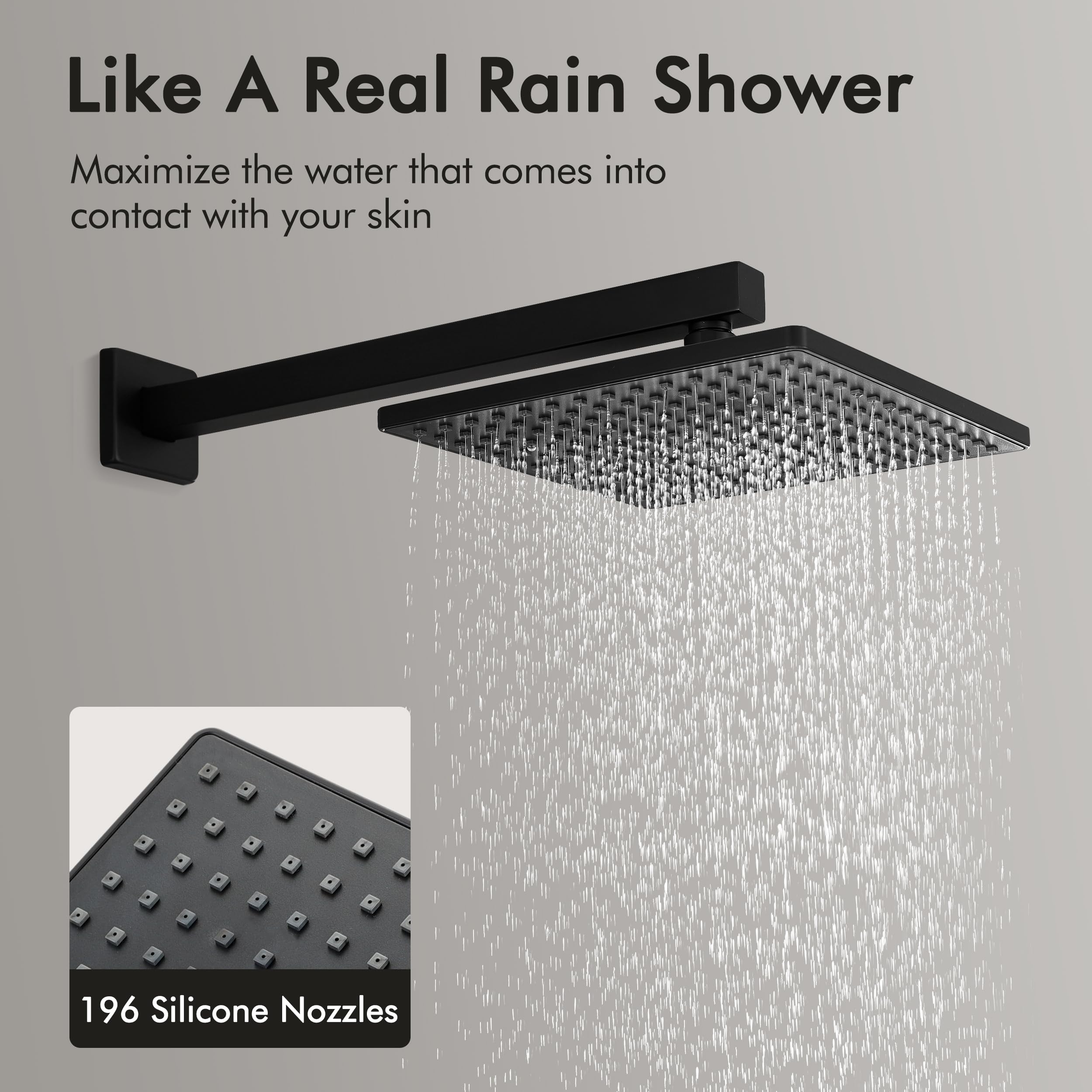 KES Matte Black Single-Function Shower Faucet, CUPC Certified, Brass And Stainless Steel | XB6202-BK