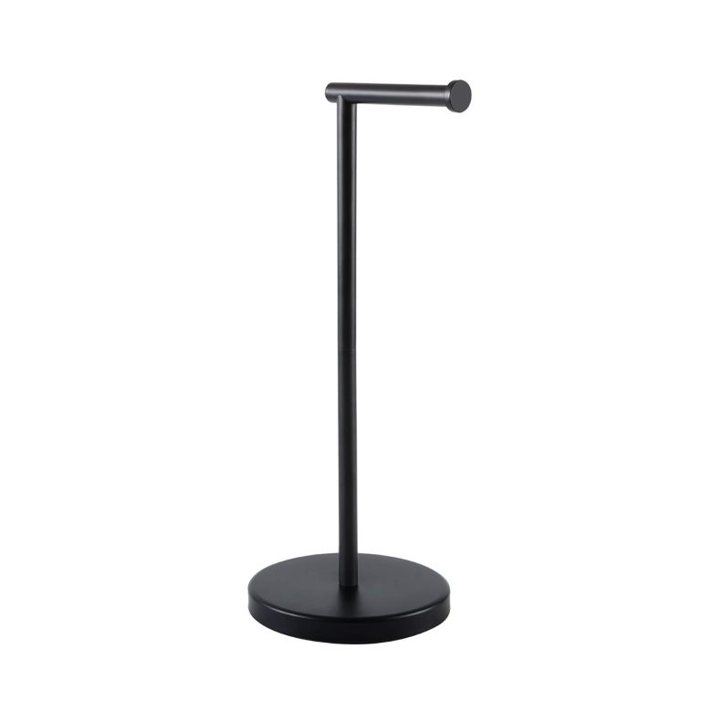KES Freestanding Toilet Paper Holder Stand With Reserve – Industrial Pipe Style, Matte Black, Fits Jumbo Rolls (27.6" Tall)