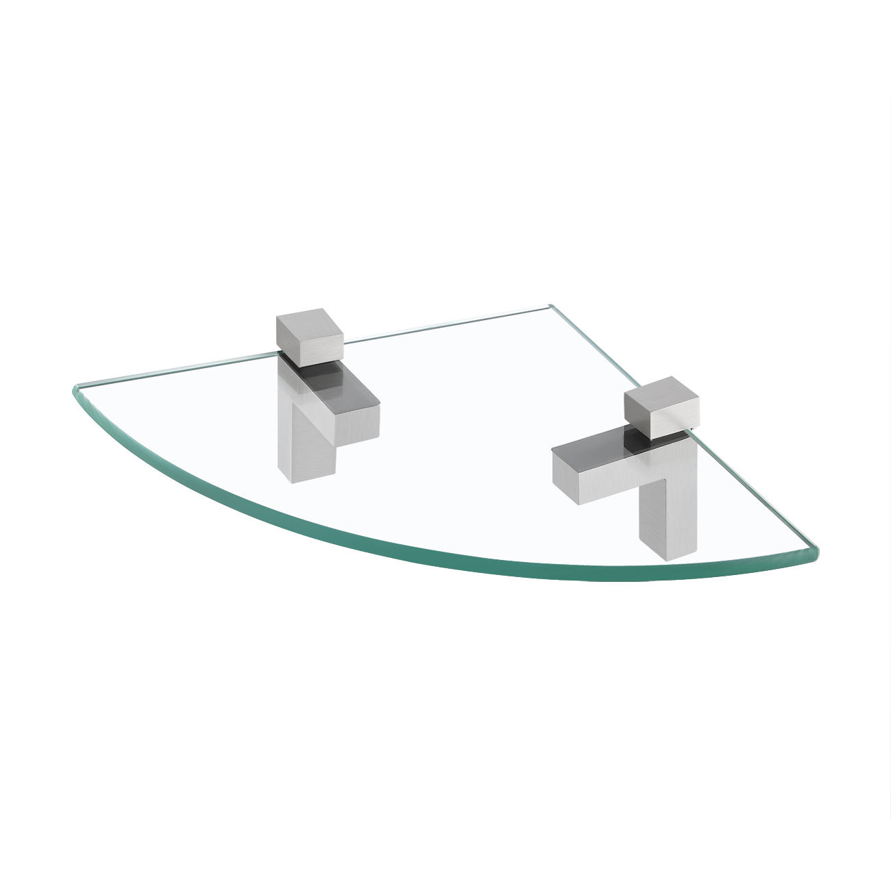 KES Triangular Glass Shelf - 8mm Tempered Corner Shelf Brushed Nickel Wall Mount