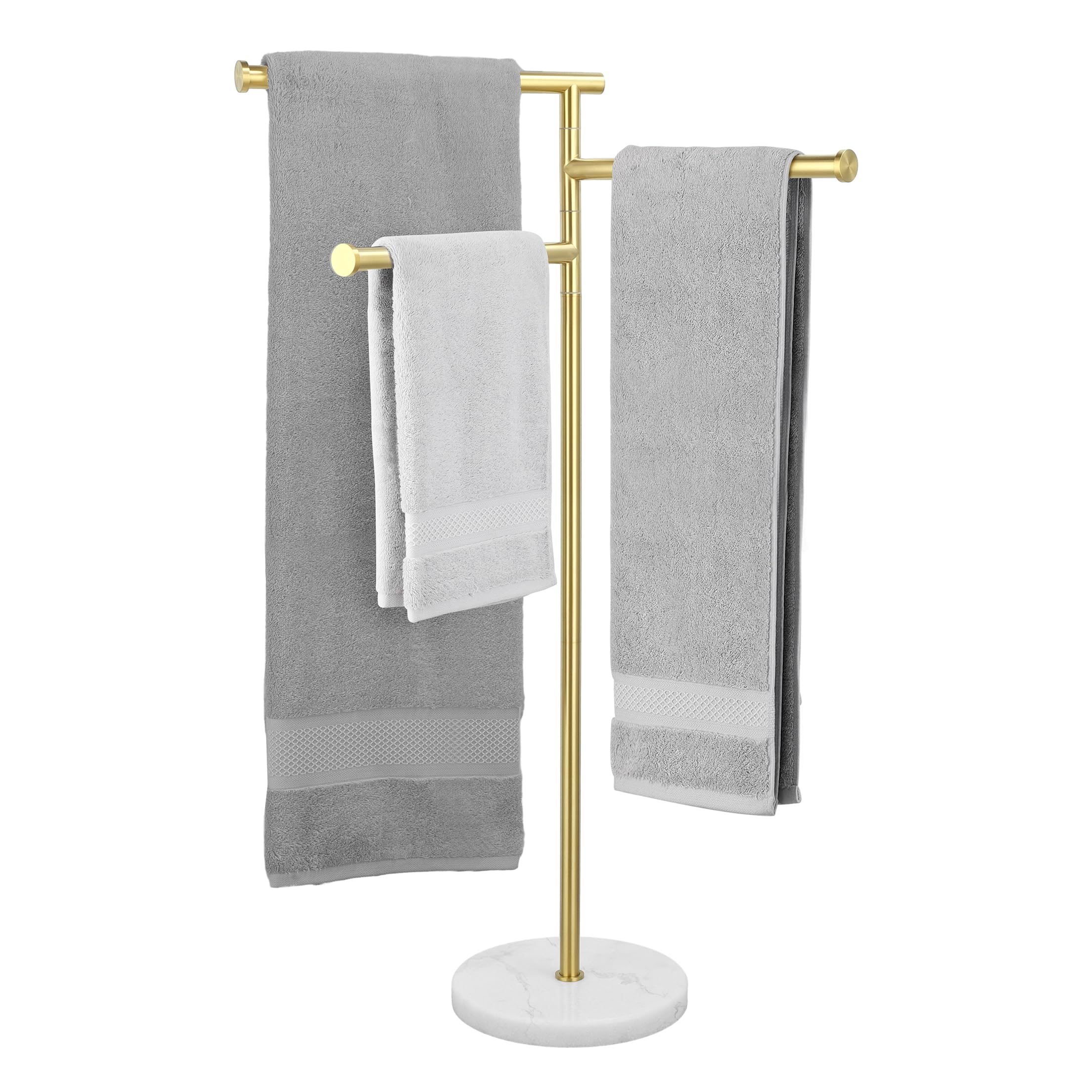 KES Brushed Gold Towel Rack Swivel Bars with Weighted Marble Base  Stainless Steel BTH219-BZ