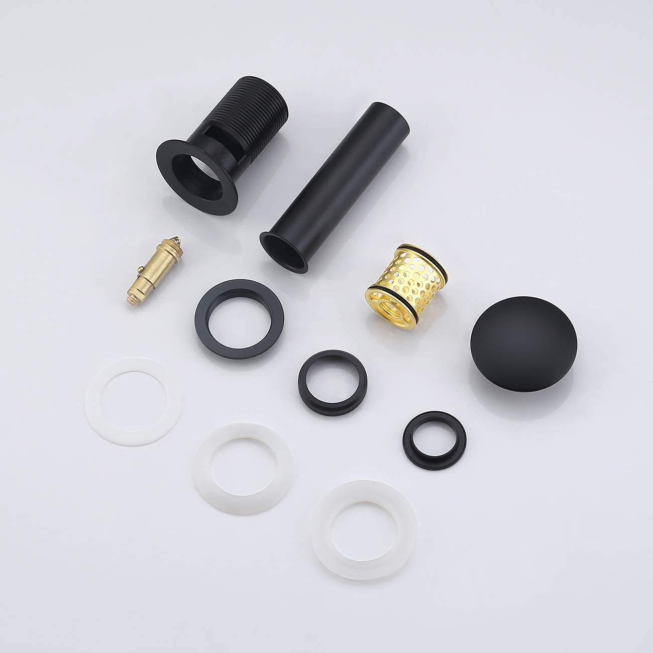 AmpleCharmic Bathroom Sink Drain - Ceramic Cap Pop Up Stopper, No Overflow, Black