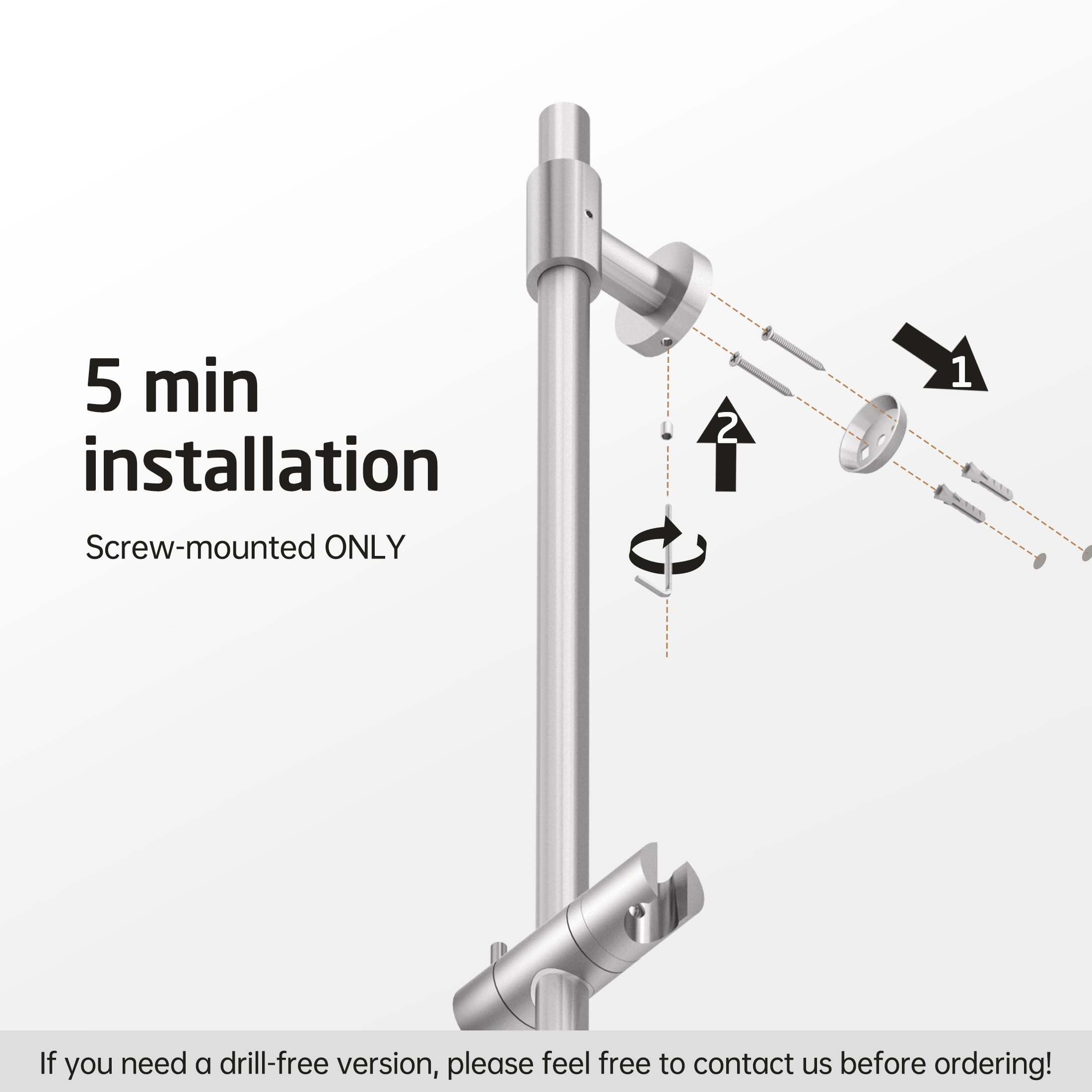 Shower Arm V Rack KES Shower Arms and 30-Inch Slide Bars for Bathroom Wall Mount, CE ...