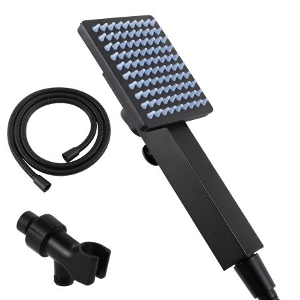 KES 18/8 Stainless Steel Handheld Shower Head, High Pressure Rain Shower & Built-in Power Wash with Patented Auto-Reset Design | DP300F18-BK