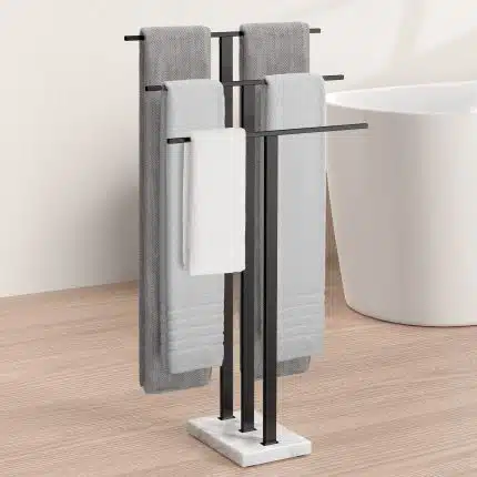 KES Freestanding Towel Rack 3-Tier, 18/8 Stainless Steel, Matte Black, BTH434S3WF-BK