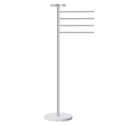 KES Natural Marble Pool Towel Rack Outdoor with 1.5X Heavier Weighted Base, Outdoor Towel Rack for Pool, Hot Tub with 360?? Adjustable Arms & Storage Tray, 18/8 Stainless Steel, Brushed Steel | OTR203-2