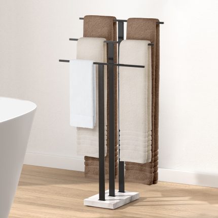 KES Freestanding Towel Rack 3-Tier, 18/8 Stainless Steel, Matte Black, BTH434S3WF-BK