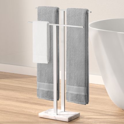 KES Freestanding Towel Rack 2-Tier 33''H, 18/8 Stainless Steel, Polished Chrome, BTH434WF