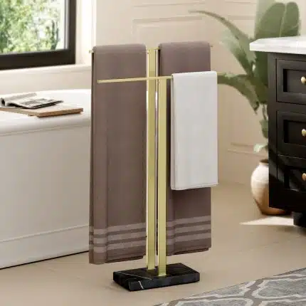 KES Freestanding Towel Rack 2-Tier 33''H, 18/8 Stainless Steel, Black and Gold, BTH434WF-BBZ