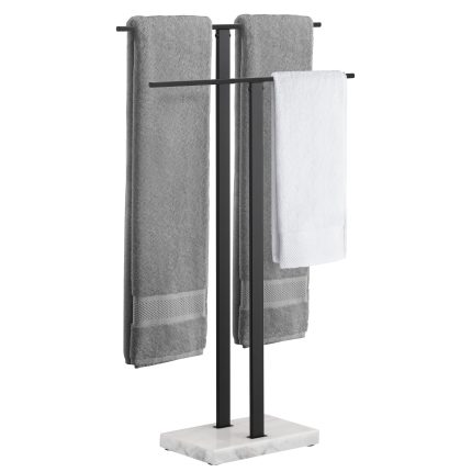 KES Freestanding Towel Rack 2-Tier 33''H, 18/8 Stainless Steel, Matte Black, BTH434WF-BK