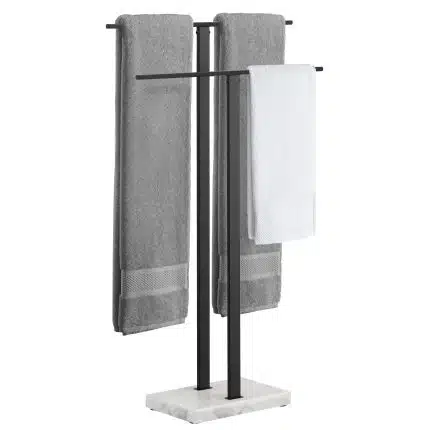 KES Freestanding Towel Rack 2-Tier 33''H, 18/8 Stainless Steel, Matte Black, BTH434WF-BK