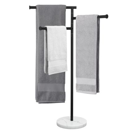KES Freestanding Towel Rack 40-Inch, 3 Swivel Bars, 18/8 Stainless Steel, Matte Black, BTH438WF-BK