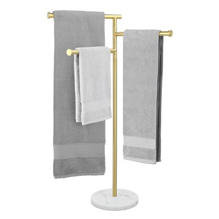 KES Freestanding Towel Rack 40-Inch, 3 Swivel Bars, 18/8 Stainless Steel, Brushed Gold, BTH438WF-BZ
