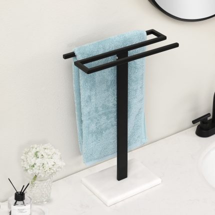 KES Countertop Hand Towel Rack Stand, S-Shape, SUS304 Stainless Steel, Matte Black, BTH446WF-BK