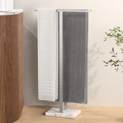 KES Freestanding Towel Rack, 37" Equal-Height, 18/8 Stainless Steel, Polished Finish, BTH458WF