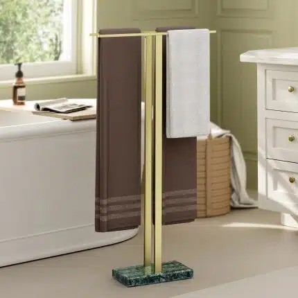 KES Freestanding Towel Rack, 37" Equal-Height, 18/8 Stainless Steel, Gold and Green, BTH458WF-GBZ