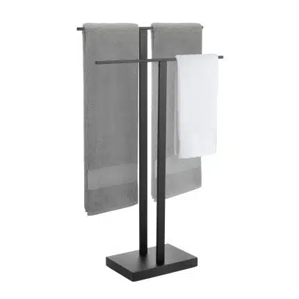 KES Freestanding Towel Rack 2-Tier, 18/8 Stainless Steel, Matte Black, BTH462WF-BK