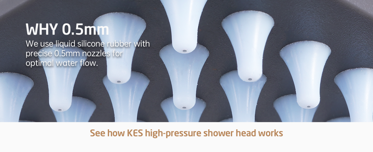 0.5mm long shower nozzle for optimal water flow