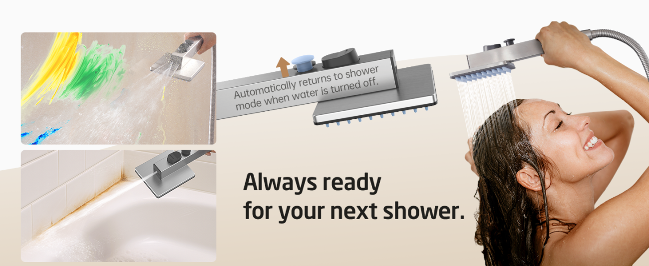 Automaticallyreturnstoshower
mode when water is turned off