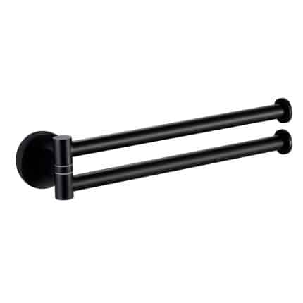 KES 9-Inch 2-Arm Swivel Towel Bar for Bathroom, SUS 304 Stainless Steel, Matte Black, A4212S23WF-BK
