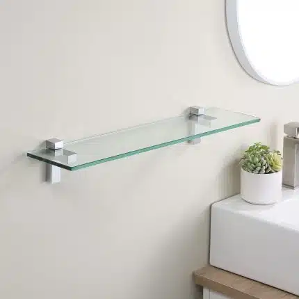 KES 23.6'' Floating Bathroom Glass Shelf Tempered Glass Rectangular Extra Wall Mount Polished Chrome, BGS6402S60WF