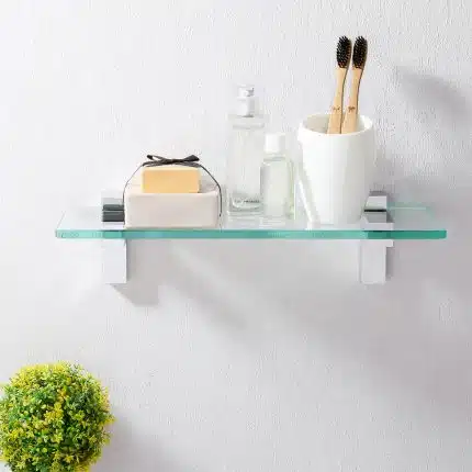KES 19.7'' Floating Bathroom Glass Shelf Tempered Glass Rectangular Wall Mount Polished Chrome, BGS6402WF