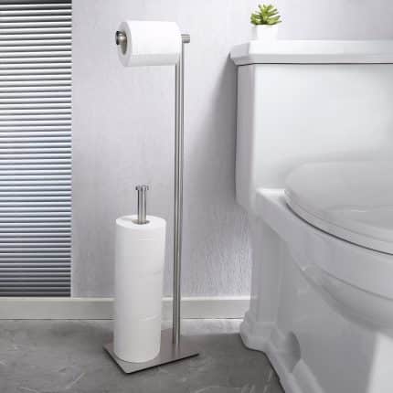 KES Freestanding Toilet Paper Holder Stand with Reserve Toilet Paper Storage, SUS304 Stainless Steel, Brushed Steel, BPH572BWF-2