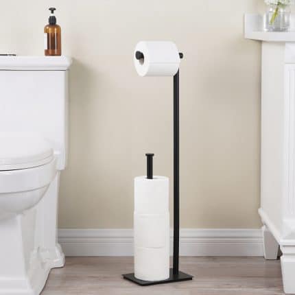 KES Freestanding Toilet Paper Holder Stand with Reserve Toilet Paper Storage, SUS304 Stainless Steel, Matte Black, BPH572BWF-BK